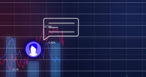 Abstract Visualization of Data Analytics Dashboard with Speech Bubbles