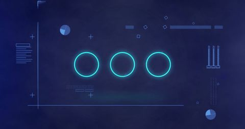 Futuristic Digital Interface with Circles on Blue Background