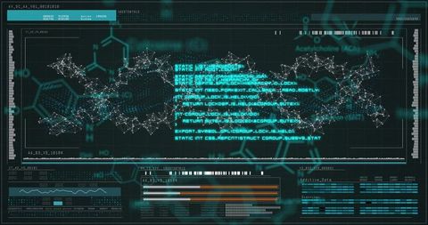 Digital Science Interface with DNA Strand and Data Visualization - Download Free Stock Images Pikwizard.com