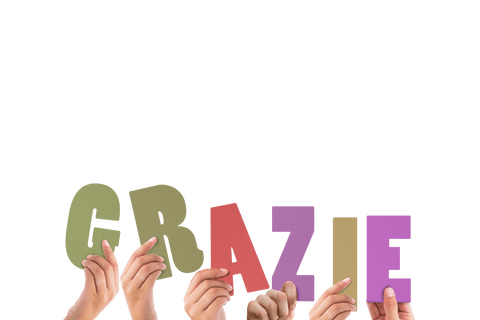Colorful Hands Holding Up Transparent Letters Spelling Grazie - Download Free Stock Videos Pikwizard.com