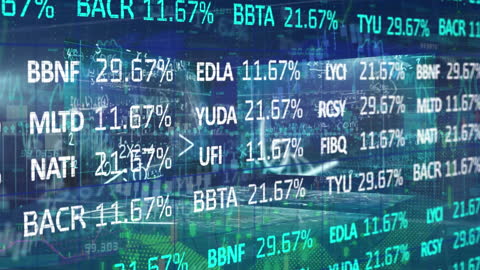 Digital Financial Data Analytics Display with Stock Market Graphs
