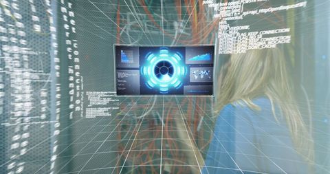 Holographic Data Network Interface with Digital Aura - Download Free Stock Images Pikwizard.com