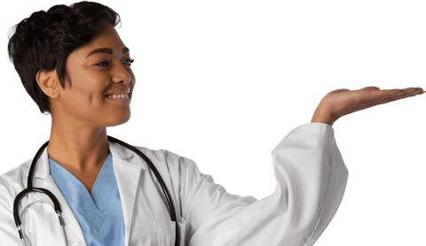 Smiling Doctor Holding Transparent Copy Space with Confidence - Download Free Stock Videos Pikwizard.com