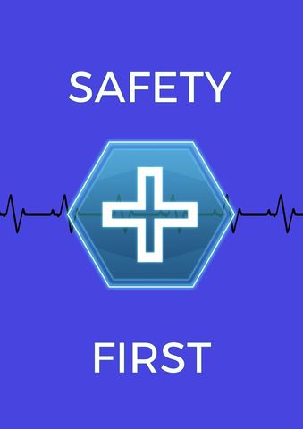 safety first concept with cross sign on blue background - Download Free Stock Templates Pikwizard.com