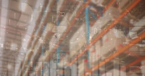 financial data overlay on warehouse interior reflects global logistics - Download Free Stock Images Pikwizard.com