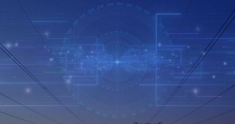 Futuristic digital interface with electrical power lines