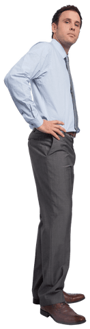 Transparent Confident Businessman with Hands on Hips