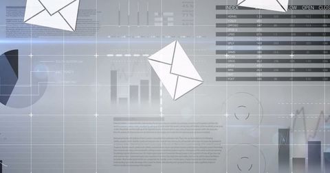 Email Icons Overlaying Financial Charts and Data - Download Free Stock Images Pikwizard.com