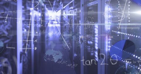 Data Processing with Abstract Math Symbols in Server Room - Download Free Stock Images Pikwizard.com