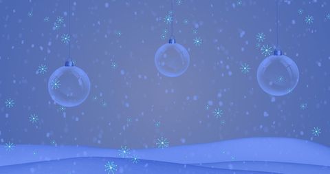 Abstract Christmas Snowfall with Hanging Glass Baubles