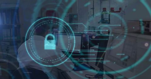 Digital Security Overlay in Medical Office with Professionals - Download Free Stock Images Pikwizard.com