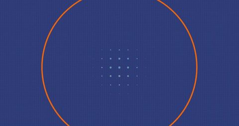 Looping Orange Circles with Dots on Blue Background