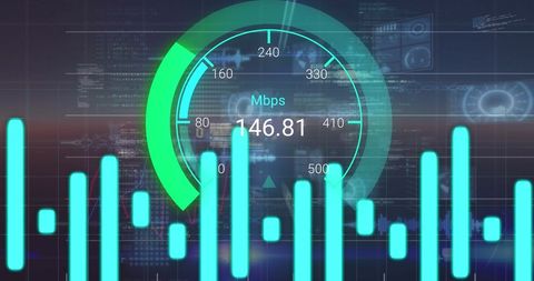 Digital Data Speedometer Display with Futuristic Interface Graphics - Download Free Stock Images Pikwizard.com