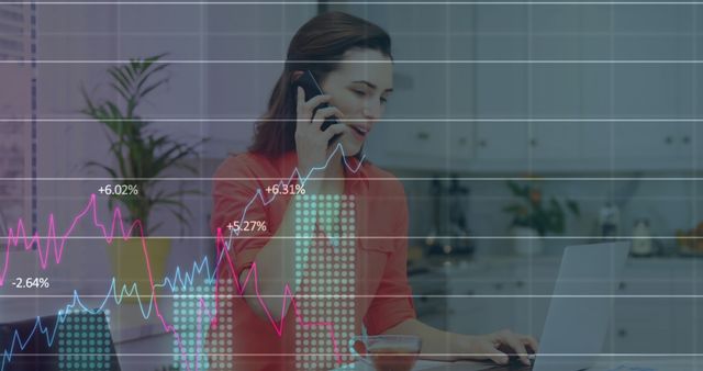 Businesswoman Analyzing Financial Data and Talking on Phone - Download Free Stock Images Pikwizard.com