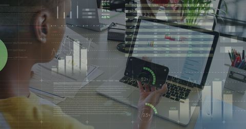 Businesswoman Using Technology for Financial Data Analysis