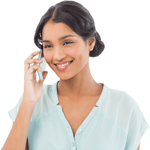 Happy Woman Talking Phone Isolated Transparent Background