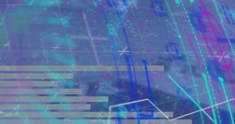 Futuristic Neon Data Visualization with Digital Network Connections