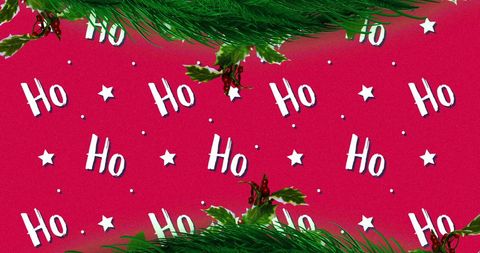 Festive Ho Ho Ho Christmas Design with Holly and Pine