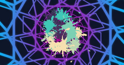 Retro Abstract Geometry with Colorful Splashes