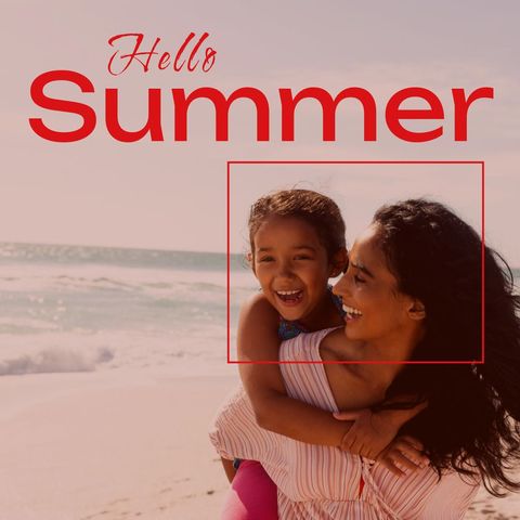 Joyful Mother and Daughter Embrace Summer at Beachside