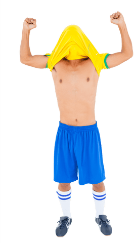 Football Player Cheering with Overhead Shirt, Transparent Background