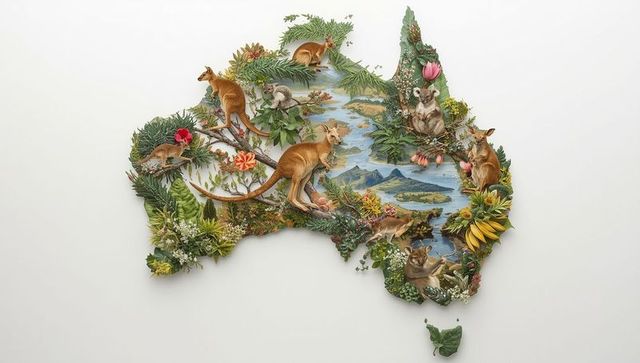 Ai-generated collage highlighting australian natural ecosystem