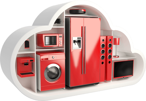 Red Appliances Displayed in Cloud Symbol Shelving - Transparent Design - Download Free Stock Videos Pikwizard.com