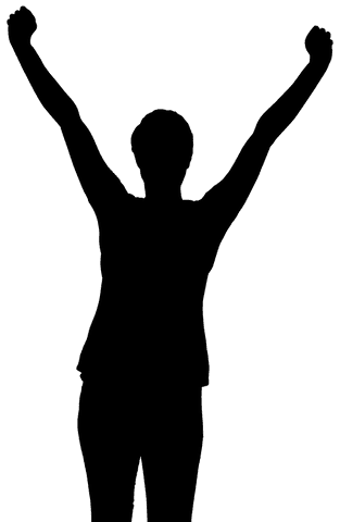 Silhouette Woman in Athletic Pose on Transparent Background