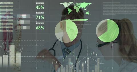 Doctors Analyzing Data on Virtual Interface for Advanced Healthcare Solutions