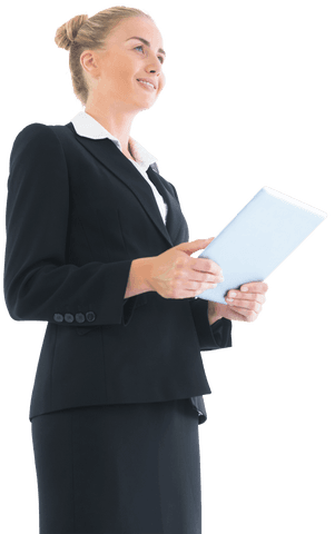 caucasian businesswoman holding tablet over transparent background - Download Free Stock Videos Pikwizard.com
