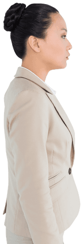 Profile View of Asian Businesswoman on Transparent Background