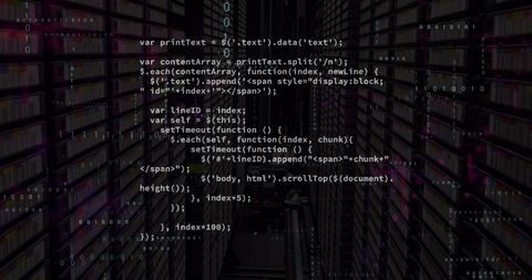 Code Overlay with Background of High-Tech Server Room - Download Free Stock Images Pikwizard.com