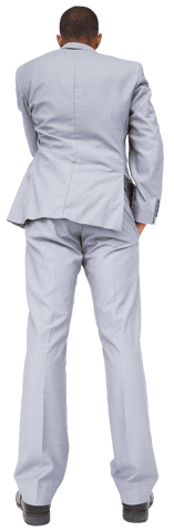 Rear View of Professional Businessman on Transparent Background