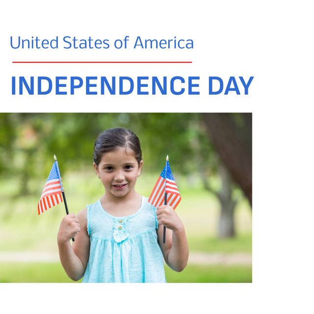 Young Girl Celebrating Independence Day in Park with American Flags - Download Free Stock Templates Pikwizard.com