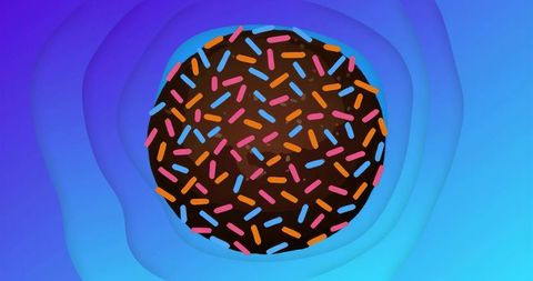 Whimsical Sprinkled Donut on Vivid Layered Background