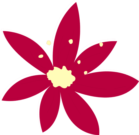 Stylized Red Flower on Transparent Background for Design Use