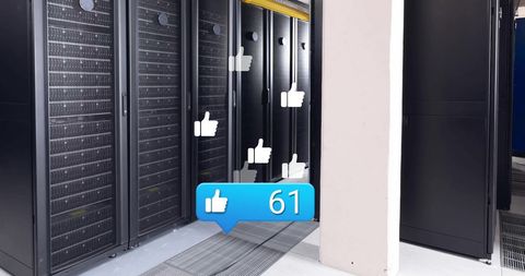 Social Media Like Icons Floating Around Data Servers - Download Free Stock Images Pikwizard.com