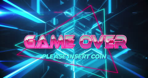 Retro Arcade Game Over Neon Tunnel Animation