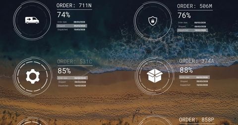 Digital Interface Icons Over Serene Ocean Wave - Download Free Stock Images Pikwizard.com