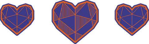 Geometric Transparent Hearts with Orange Outlines Modern Design