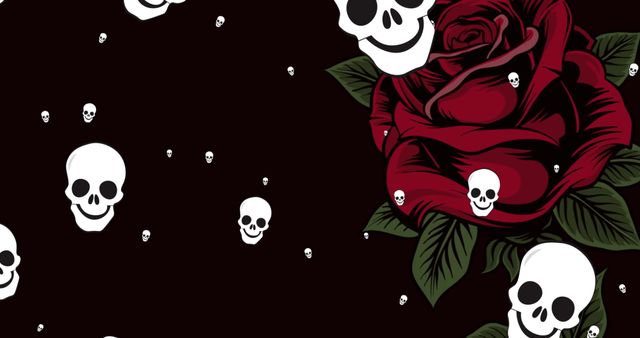 Fashionable Gothic Background with Skulls and Roses - Download Free Stock Images Pikwizard.com