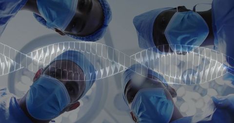 Surgeons and DNA Strand Highlighting Medical Innovation