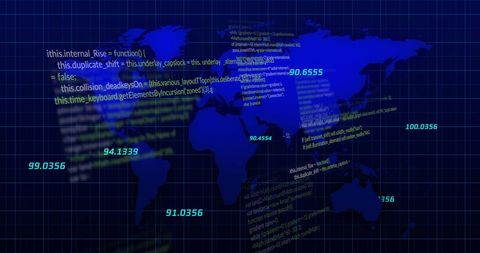 World Map with Data Scripts Representing Global Technology - Download Free Stock Images Pikwizard.com