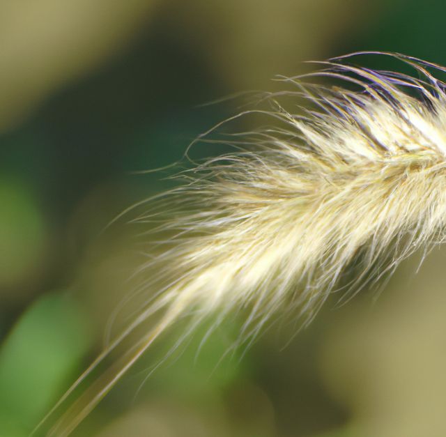This image highlights the delicate beauty of feather grass in natural sunlight with a pleasing blurred green background creating a bokeh effect. Perfect for use in nature-related content, backgrounds, website headers, blogs focused on plant life or tranquility, and environmental presentations.