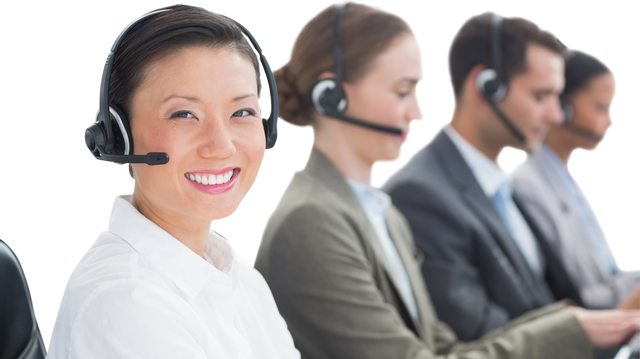 Transparent Professional Call Center Representatives with Headsets - Download Free Stock Videos Pikwizard.com