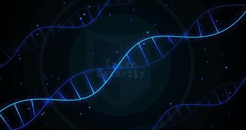 Futuristic Glowing DNA Strands with Luminescent Particles