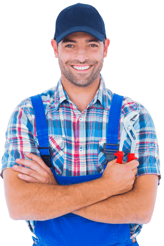 Laughing Repairman in Blue Overalls Holding Pliers Transparent Background - Download Free Stock Videos Pikwizard.com