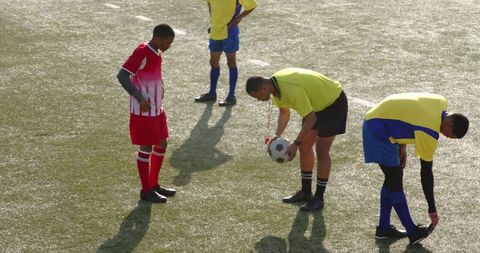 Soccer referee heroic performance during dynamic game