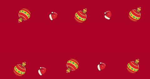 Festive Christmas Pattern and Copy Space on Red Background