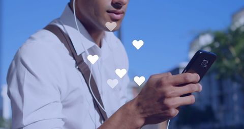 Social Media Reactions with Smartphone User Outdoors - Download Free Stock Images Pikwizard.com